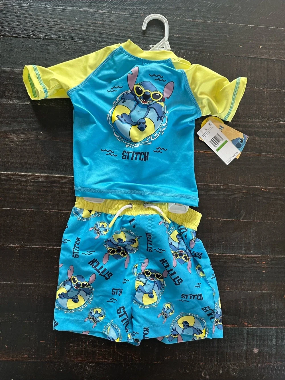 Disney Stitch Rash Guard & Swim Trunks Set NWT Size 3T